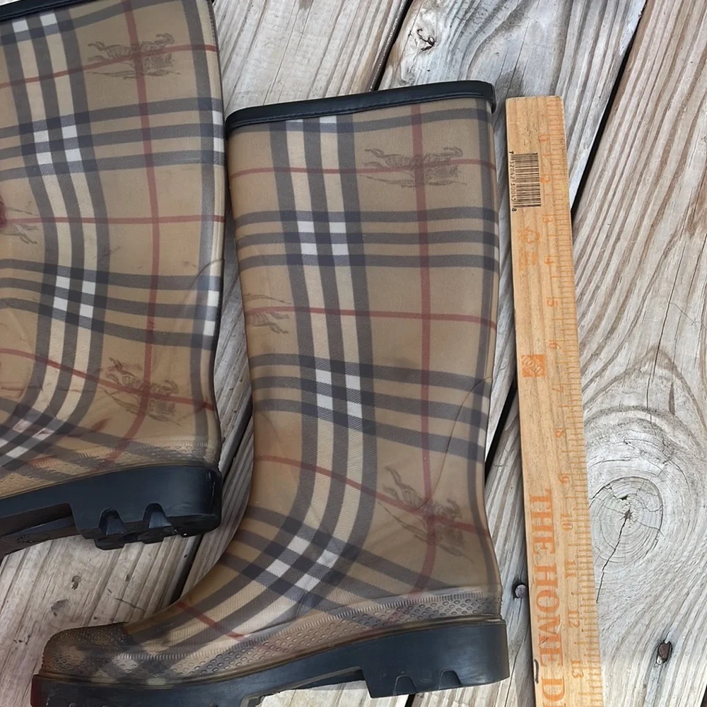 BURBERRY Rain Boots Tall Classic Check Haymarket Size EUR 36